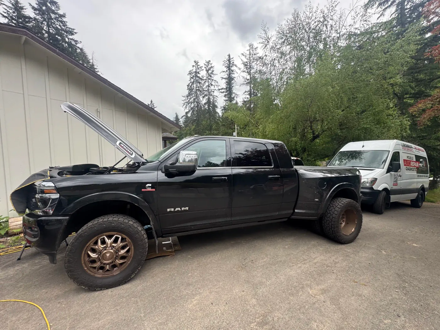 Mechanic with scan tool, road test prep