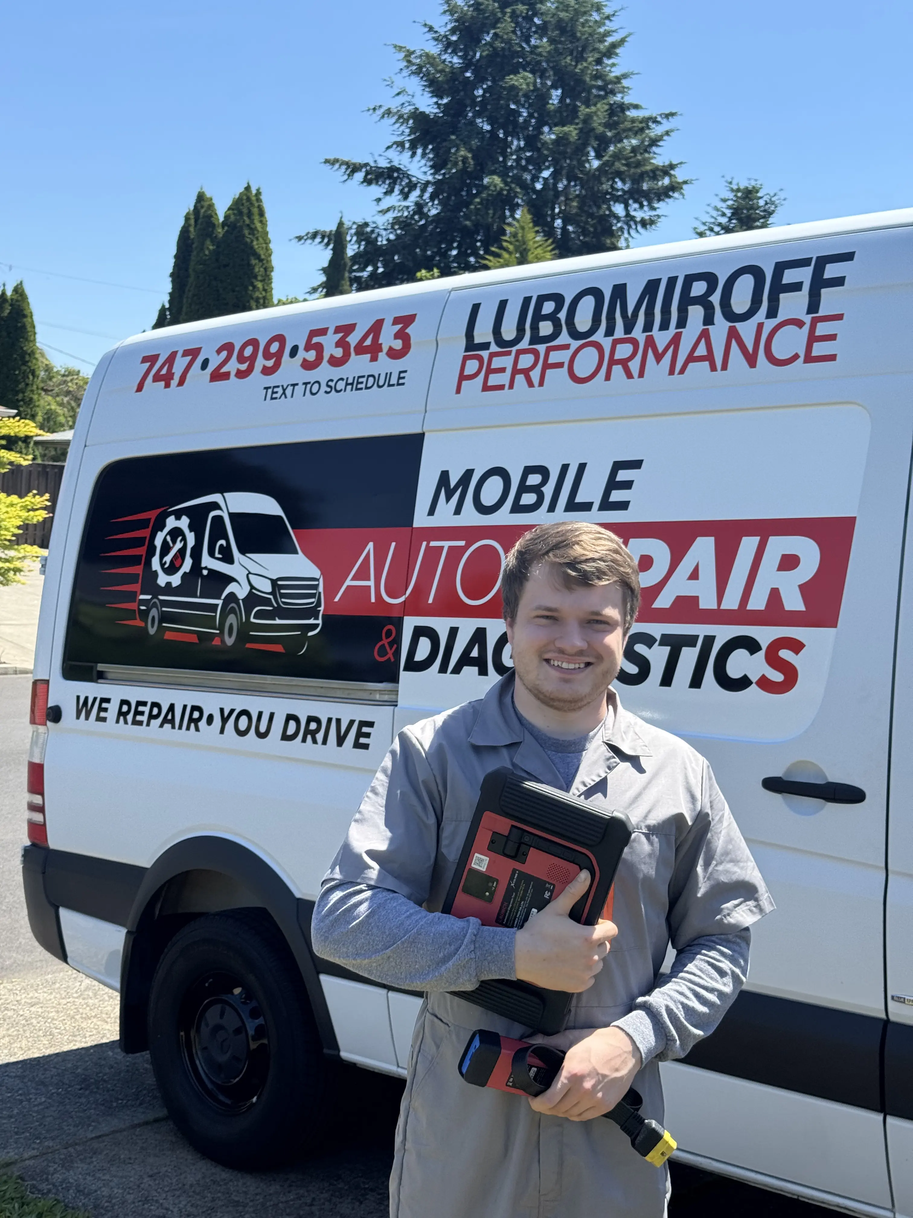 Lubomiroff Performance mobile mechanic beside the service van